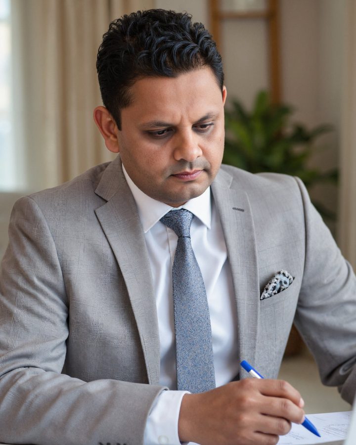 Ritu Kant Ojha at his desk